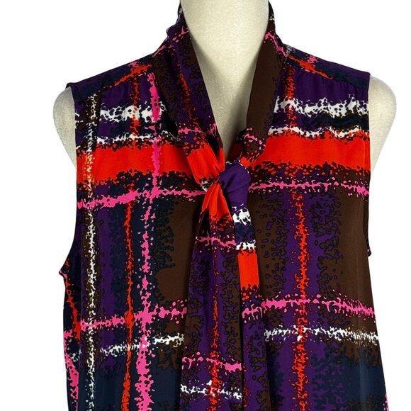 Like new! J. CREW Tie-neck Speckled Plaid Blouse Size Small - Picture 8 of 12